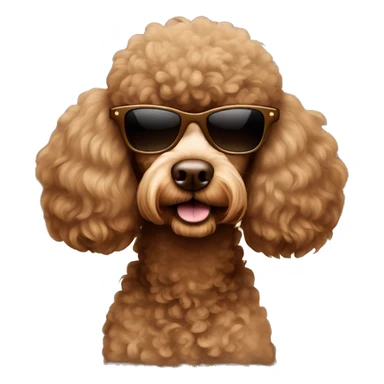 Brown poodle with shades on sticker