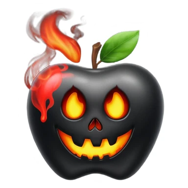 curved apple, black, poisonous, black smoke emitted sticker
