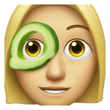 An emoji with cucumber on eyes sticker