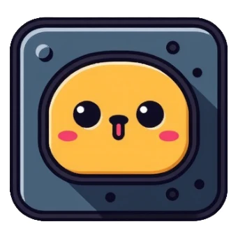 A small decorative AI chip pin with a cute face, representing a collectible AI accessory sticker