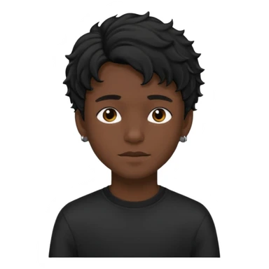 Menino de 15 anos de cabelo ondulado preto e de roupa preta sticker