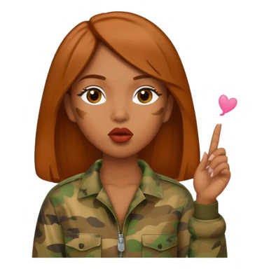redbone baddie in camo, blowing a kiss sticker