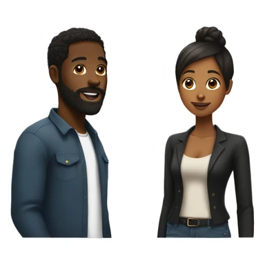 Black guy with beard in relationship with black woman sticker