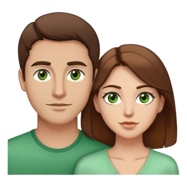 white couple with brown hair, man has brown woman has green eyes  sticker