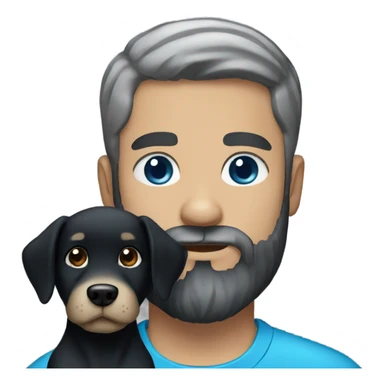 beard man black hair blue eyes holding black Labrador  sticker
