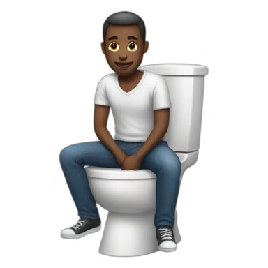 Black man seating on toilet sticker