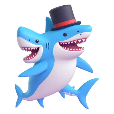 playful and charming full body shark wearing a top hat sticker