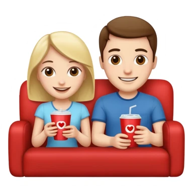 A couple sitting on a sofa watching a movie sticker