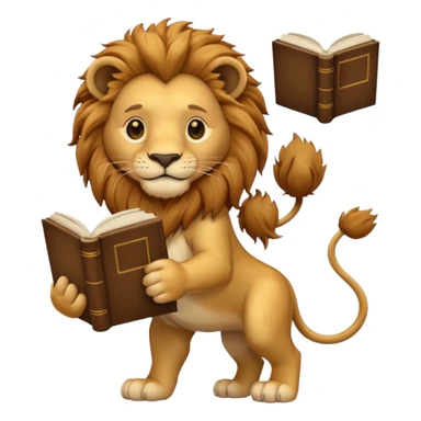 lion reading a book sticker