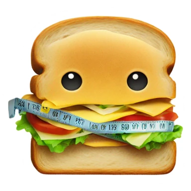 Sandwich with tight tape measure sticker