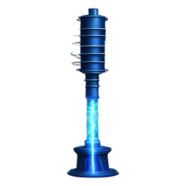 Nikola Tesla coil with blue electricity sparks from the prestige sticker