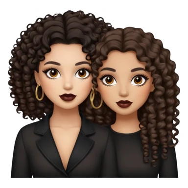 Boujy baddie best friends, trendy heavy makeup both dark hair one light skinned and one light brown with curls  sticker