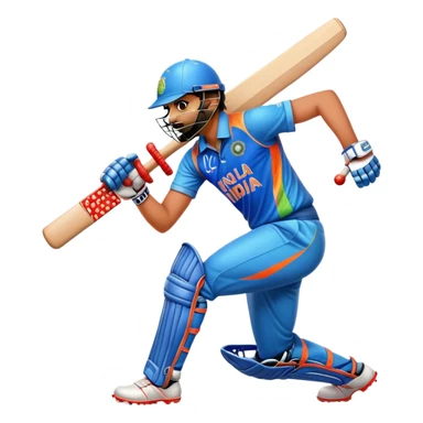 Cinematic Realistic Cricket Pop Culture Emoji, depicted with a dynamic, action‚Äêpacked scene capturing the spirit of India's beloved sport rendered with vibrant textures and energetic lighting. sticker