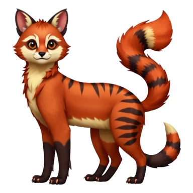 Colorful dark tropical exotic cute cool beautiful shiny beautiful fantasy-caracal-civet-genet-sergal-vernid-serval-Gryphon-Cacomistle-Trico-Red-Panda-oncilla-animal-Fakémon-hybrid-fursona (full body) sticker