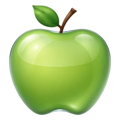 transparent clear apple shaped, shiny and translucent glass style sticker