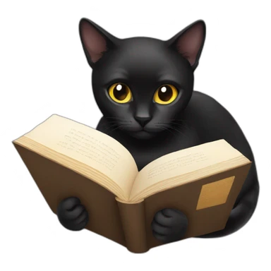 Black cat read book sticker