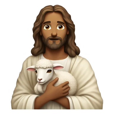 Jesus holding a lamb gently in his arms with a serene expression sticker