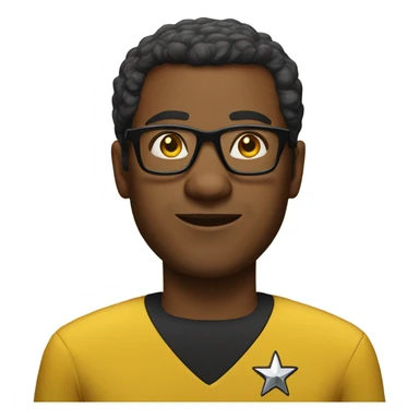 African-American Man wearing glasses in Star Trek yellow uniform  sticker