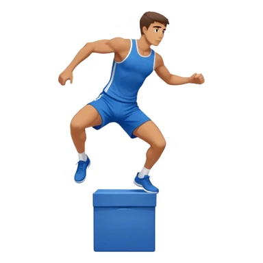 man in blue shorts box-jump exercise side-view sticker