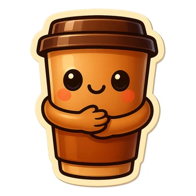 Tall coffee cup, compassion, hug sticker