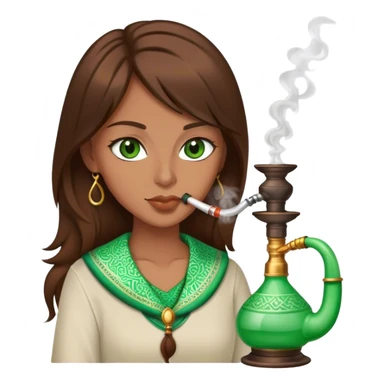 Person with hookah brown hair green eyes sticker