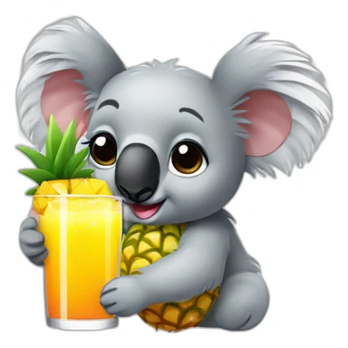 koala bear drinking pineapple cocktail sticker