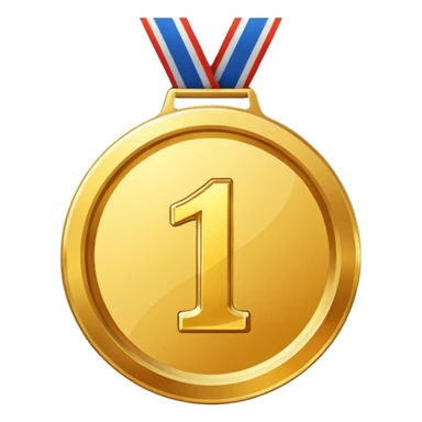 gold medal with a 1 inside sticker