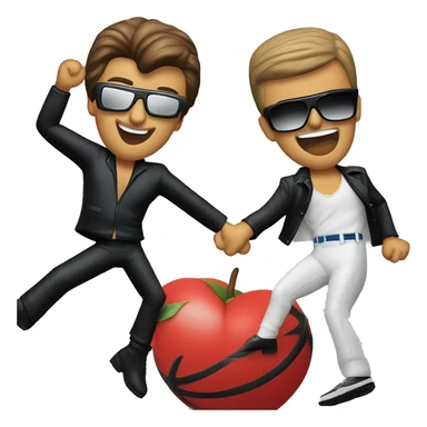 george michael and andrew ridgeley spinning around in wembley stadium in that one Wham! video sticker