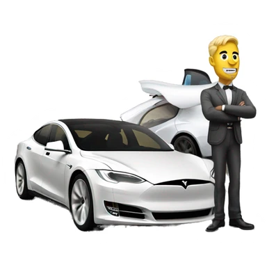 Unicon with a Tesla on a road wih drivers sticker