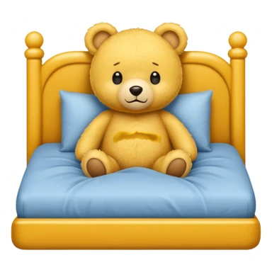 Fuzzy yellow teddy bear in bed  sticker