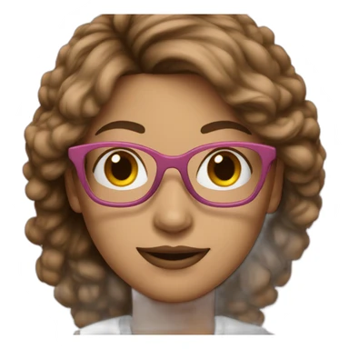 woman pink skin brown hair white glasses sticker