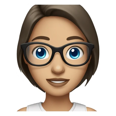 Brunette girl with Blue Eyes in glasses  sticker