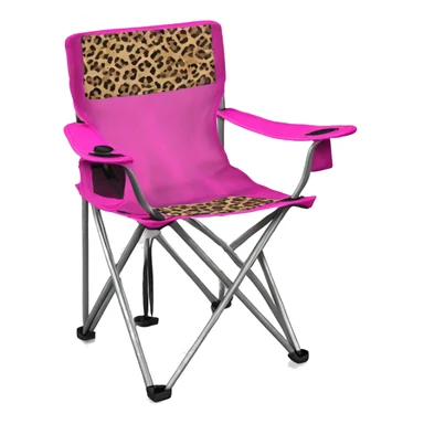 Realistic fuschia and leopard print pattern camping folding chair isolated.  sticker