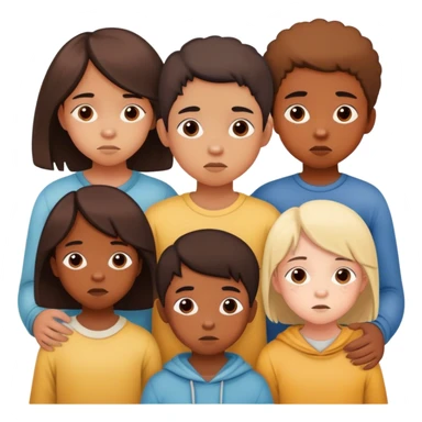 Six young siblings, living in difficult circumstances, depicted as children from different ages, each facing challenges in life. They represent poverty and struggle, with a sense of unity despite their hardships sticker