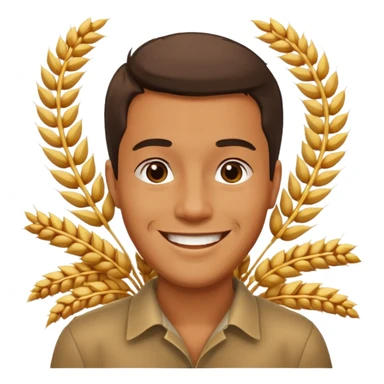 man happy satisfied with wheat and grain floating arround sticker