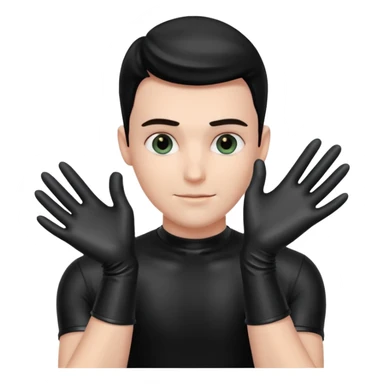 shiny black latex gloves on male hands sticker