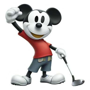 Mickey Mouse playing golf sticker