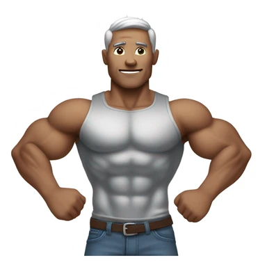 silver skin muscular flexing man sticker