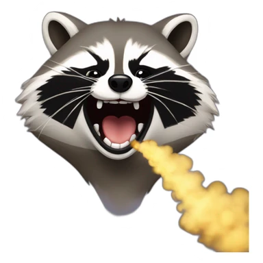 Raccoon opening mouth with smoke coming out of the mouth sticker