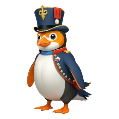 A orange penguin napoleon invading Russia  sticker