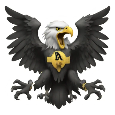 heraldic eagle with two heads, one side is yellow and other is black sticker