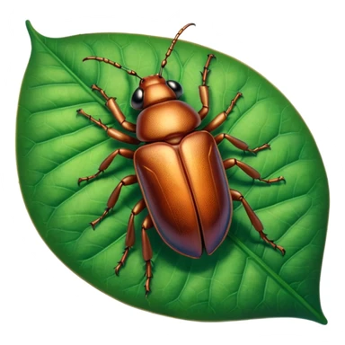 a brown beetle on leaf sticker
