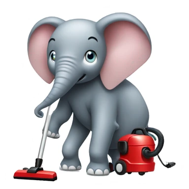 elephant pushing vacuum cleaner sticker