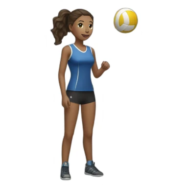 a girl stands near a volleyball net and plays volleyball sticker