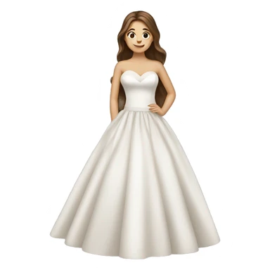 Create a wedding dress emoji with a girl with brown hair  sticker