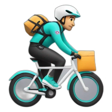 White Deliveroo rider on bike. sticker
