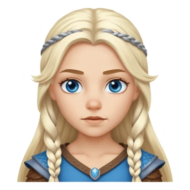 Viking platinum blonde girl with long hair and forelocks, blue eyes. sticker