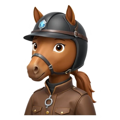 horse rider portrait, head and shoulders only, wearing riding helmet, leather jacket collar, confident expression, subtle horse tack strap visible, 3D cartoon, mobile game icon style, clean background, no text, no watermark
 sticker