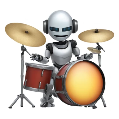 cute robot plays the drum set sticker