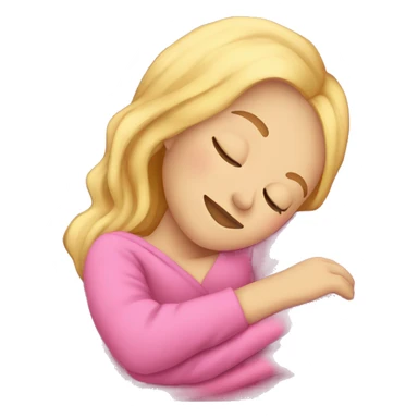 blonde girl sleeping on side with pink blanket sticker